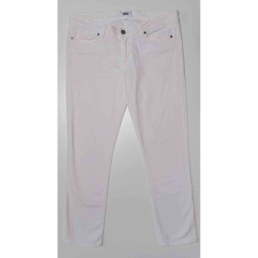 Paige Skyline Ankle Peg White Denim Jeans